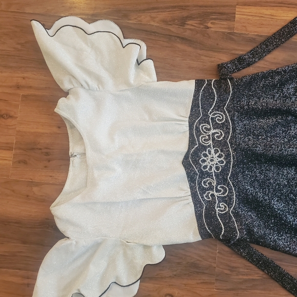 Vintage 1970 dico glitter dress with flutter wings, maxi. Sz 14, shoulders 28, w - Picture 2 of 9